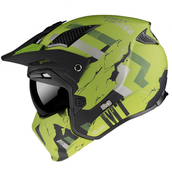 Casca MT Streetfighter SV Skull2020 A16 verde mat (ochelari soare integrati) - masca (protectie) barbie si cozoroc detasabile [1]