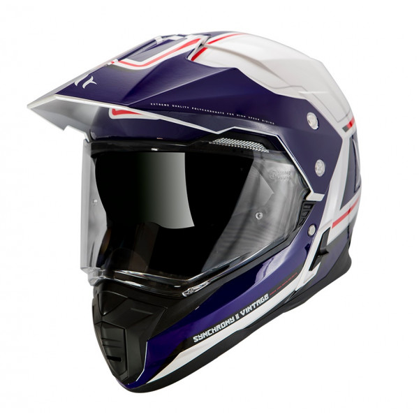 Casca off road MT Synchrony Duo Sport Vintage alb/albastru lucios cu viziera (ochelari soare integrati) [1]
