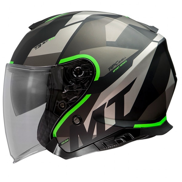 Casca open face MT Thunder III SV Jet Bow A6 verde fluor mat (ochelari soare integrati) – tip MT-V-19 [1]