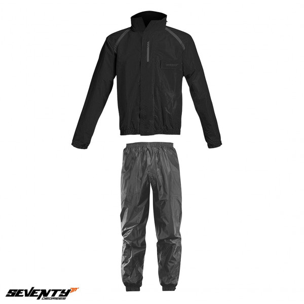 Costum moto ploaie (geaca+pantaloni) Seventy model SD-S1 culoare: negru (montare peste echipament) [1]