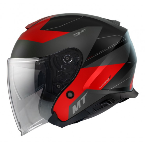 Casca open face MT Thunder III SV Jet Cooper A5 rosu mat (ochelari soare integrati) – tip MT-V-19 [1]