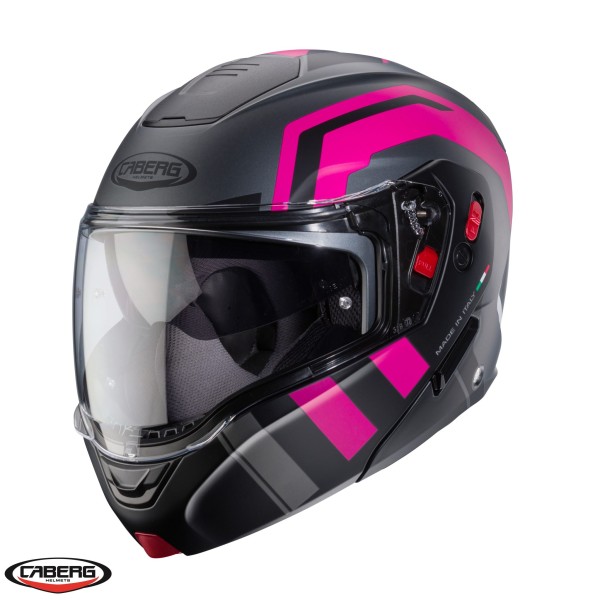Casca modulabila (flip-up) Caberg model Horus X Road M1 gun metal (titanium)/negru/fuchsia (roz) mat Pinlock ready - lentila Pinlock inclusa [1]