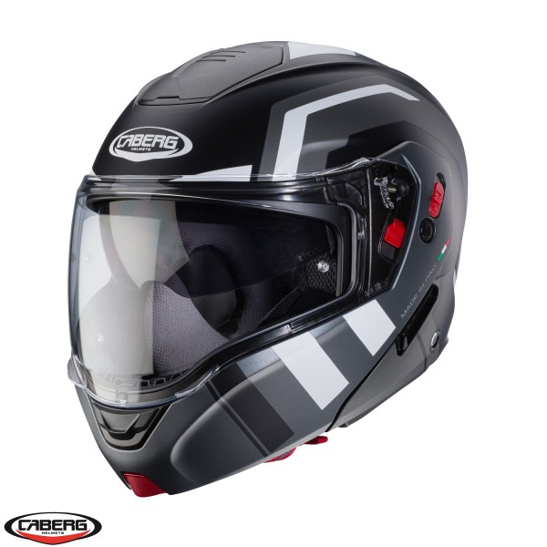 Casca modulabila (flip-up) Caberg model Horus X Road M4 negru/gun metal (titanium)/alb mat Pinlock ready - lentila Pinlock inclusa [1]
