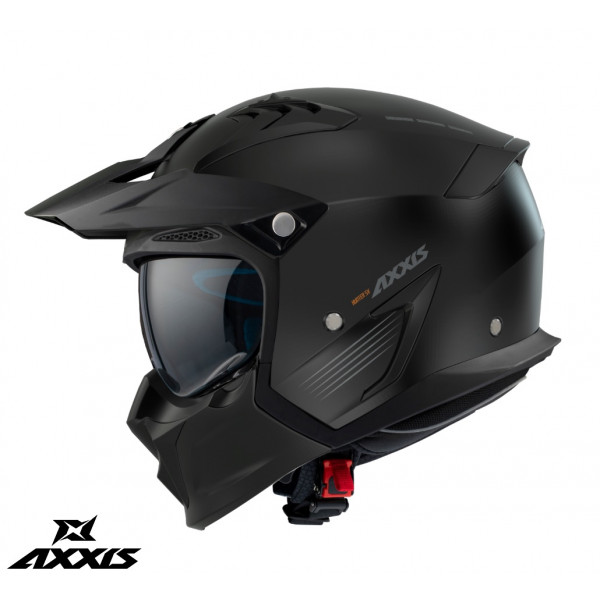 Casca Axxis model Hunter SV solid A1 negru mat (ochelari soare integrati) - masca (protectie) barbie si cozoroc detasabile [1]