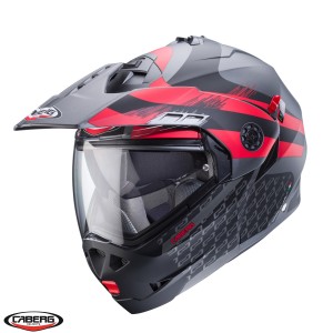 Casca modulabila (flip-up)/adventure Caberg model Tourmax X SV Sarabe L2 gun metal (titanium)/negru/rosu mat Pinlock ready - lentila Pinlock inclusa Casca modulabila (flip-up)/adventure Caberg model Tourmax X SV Sarabe L2 gun metal (titanium)/negru/rosu mat Pinlock ready - lentila Pinlock inclusa