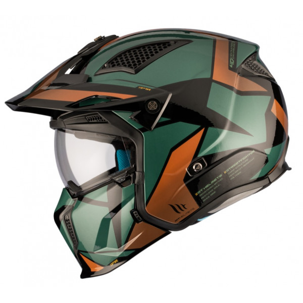 Casca MT Streetfighter SV S P1R A9 verde lucios (ochelari soare integrati) - masca (protectie) barbie si cozoroc detasabile [1]