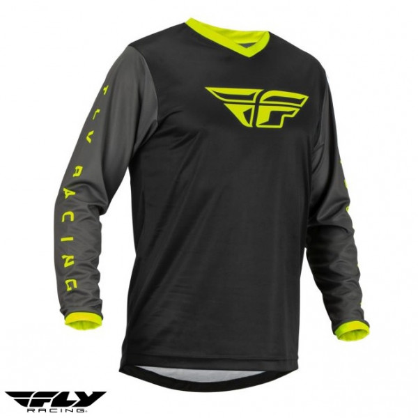 Tricou (bluza) cross-enduro Fly Racing model F-16 culoare: negru/galben fluor [1]
