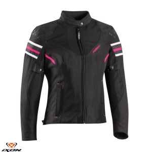 Geaca (jacheta) motociclete femei Racing/Roadster Ixon All season model Ilana LS culoare: negru/fuchsia (roz)