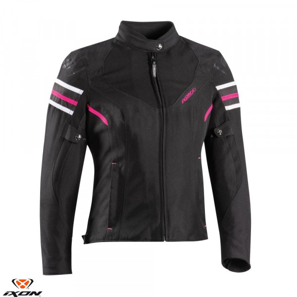 Geaca (jacheta) motociclete femei Racing/Roadster Ixon All season model Ilana LS culoare: negru/fuchsia (roz) [1]
