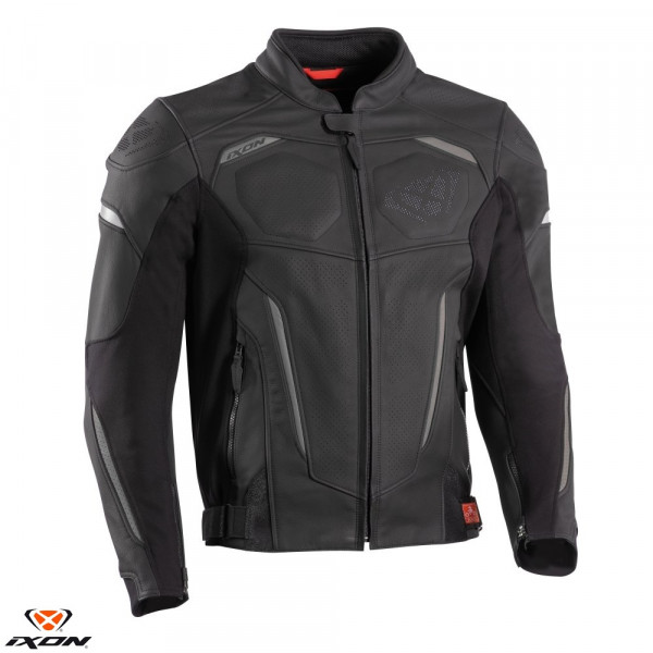 Geaca (jacheta) motociclete barbati piele Racing/Roadster Ixon vara model Ceros culoare: negru [1]