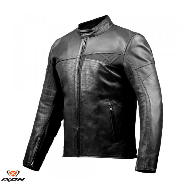Geaca (jacheta) motociclete barbati piele Urban/Heritage Ixon vara model Cranky Air MS culoare: negru [1]