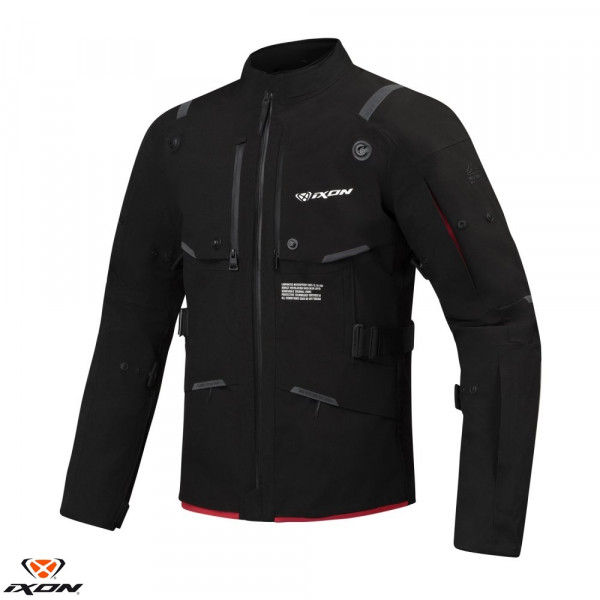 Geaca (jacheta) motociclete barbati Touring/Adventure Ixon All season model M-Skeid MS culoare: negru/rosu (geaca laminata; waterproof pe exterior) [1]