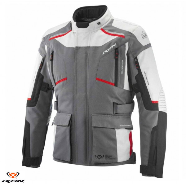 Geaca (jacheta) motociclete barbati Touring/Adventure Ixon All season model Midgard MS culoare: gri/negru/rosu [1]