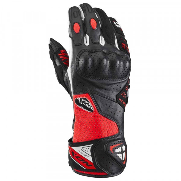 Manusi barbati Racing vara piele Ixon model Thunder Air MS culoare: negru/rosu/alb - degete tactile [1]