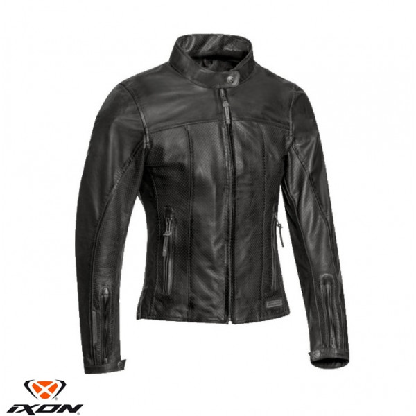 Geaca (jacheta) motociclete femei piele Urban/Heritage Ixon vara model Crank Air LS culoare: negru [1]