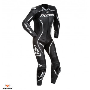 Costum (combinezon) motociclete femei piele Ixon vara model Vortex Lady LS culoare: negru/alb