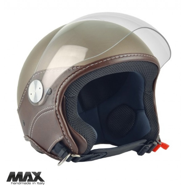 Casca open face (demi-jet) Max Helmets model DJ06 LS Vision (V2B) culoare: maro mat (MGO) - 100% MADE IN ITALY [1]