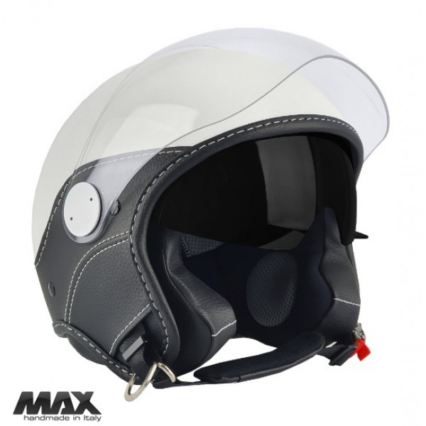 Casca open face (demi-jet) Max Helmets model DJDV06 LS Vision SV (ochelari soare integrati) culoare: alb lucios (000) - 100% MADE IN ITALY [1]