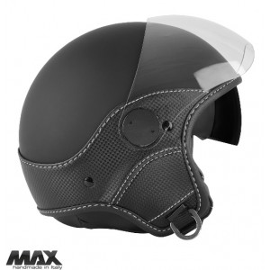 Casca open face (demi-jet) Max Helmets model DJDV06 LS Vision Carbon SV (ochelari soare integrati) culoare: negru mat/gri (NOFG) - 100% MADE IN ITALY