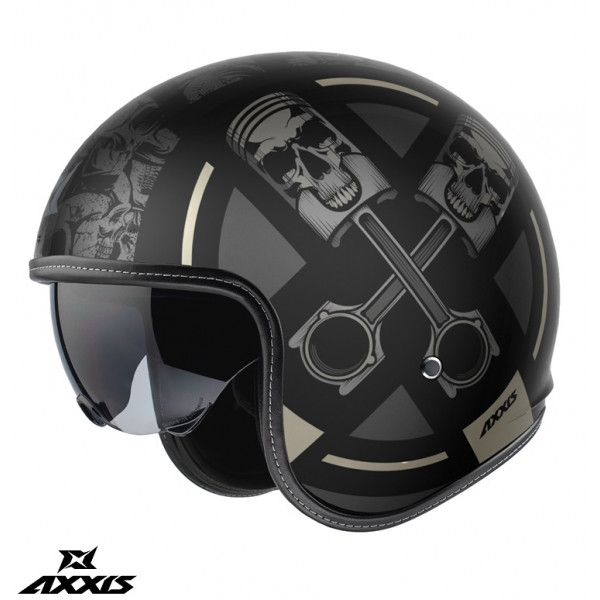 Casca Axxis model Hornet S SV Skulls Illustrated B1 negru mat (ochelari soare integrati) - omologare noua ECE 22.06 [1]
