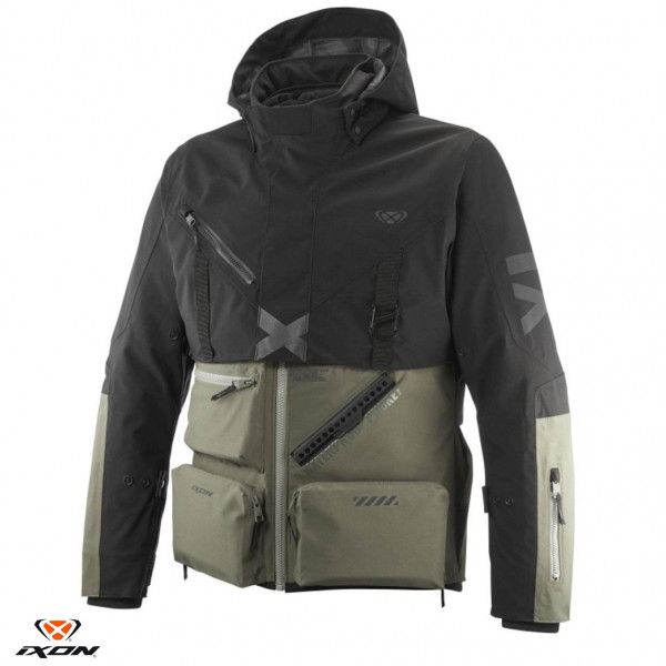 Geaca (jacheta) motociclete barbati Touring/Adventure Ixon All season model Etna MS culoare: khaki/negru - concept modular (geaca laminata; waterproof si pe exterior) [1]