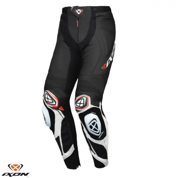 Pantaloni motociclete barbati piele Racing Ixon vara model Vortex 3 MS culoare: negru/alb [1]
