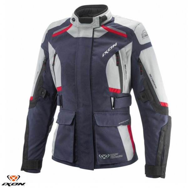 Geaca (jacheta) motociclete femei Touring/Adventure Ixon All season model Midgard LS culoare: gri/navy/negru [1]
