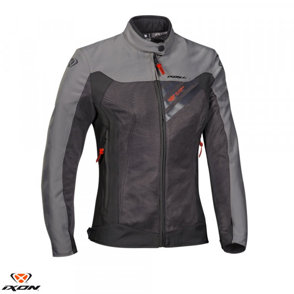Geaca (jacheta) motociclete femei Racing/Roadster Ixon vara model Orion LS culoare: antracit/gri/rosu [1]