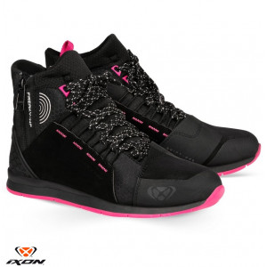 Ghete moto Urban femei All Season Ixon model Freaky WP LS culoare: negru/fuchsia (roz) (100% waterproof)