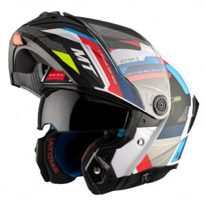 Casca modulabila MT Atom 2 SV Bast A0 alb/rosu/albastru lucios (ochelari soare integrati) Pinlock Ready - tip viziera: MT-V-35 Casca modulabila MT Atom 2 SV Bast A0 alb/rosu/albastru lucios (ochelari soare integrati) Pinlock Ready - tip viziera: MT-V-35