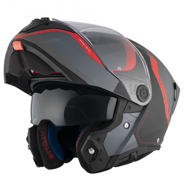 Casca modulabila MT Atom 2 SV Emalla B15 gri/rosu mat (ochelari soare integrati) Pinlock Ready - tip viziera: MT-V-35 [1]