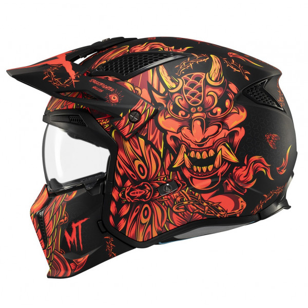 Casca MT Streetfighter SV S B5 Hellish rosu mat (ochelari soare integrati) - masca (protectie) barbie si cozoroc detasabile [1]