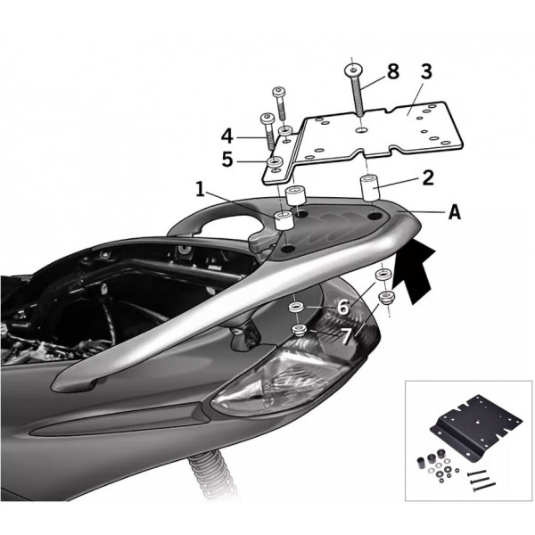 Portbagaj metalic spate Piaggio Fly (14-18) 4T AC 50cc  - Fly 125 (13-16) 4T 3V AC 125cc (culoare: negru) [1]