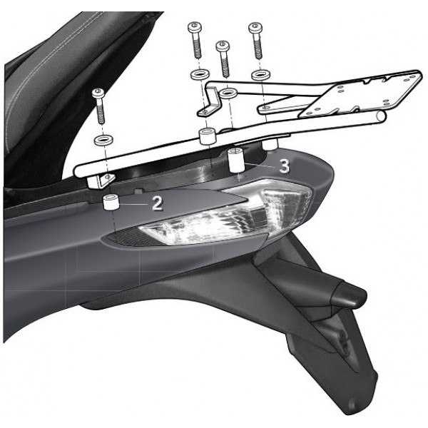 Portbagaj metalic spate Piaggio MP3 ABS HPE (19-21) - MP3 LT Sport (13-20) - MP3 LT Yourban (12-21) 4T LC 300cc - (culoare: negru) [1]