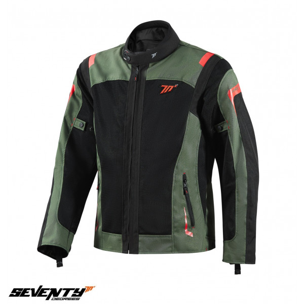 Geaca (jacheta) motociclete barbati Touring Seventy vara model SD-JT66 Sahara culoare: verde military/rosu [1]