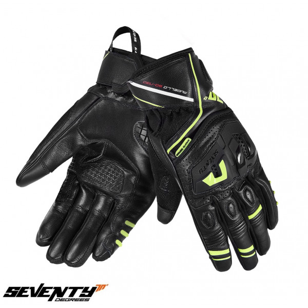 Manusi barbati Racing/Naked vara Seventy model SD-N30 Mugello culoare: negru/galben fluor - degete tactile [1]