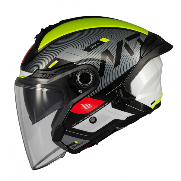 Casca open face motociclete MT Cosmo SV Silence B3 galben fluor lucios (ochelari soare integrati) [1]