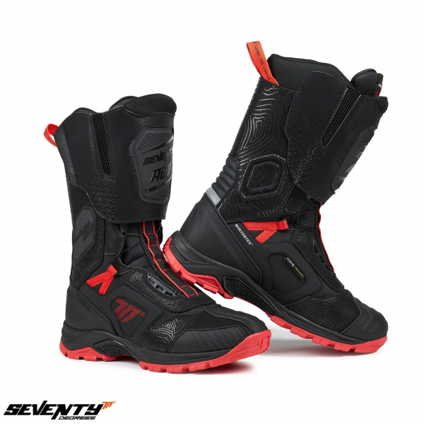 Ghete (cizme) moto Adventure (Touring) Unisex Seventy model SD-BA6 Stelvio culoare: negru/rosu [1]