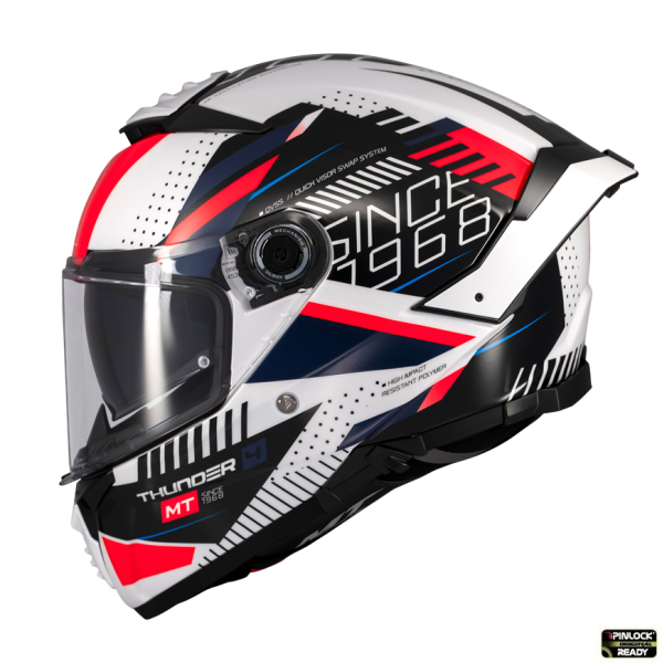 Casca integrala MT Thunder 4 SV Luminence A7 alb/rosu/albastru lucios (ochelari soare integrati) - tip viziera: MT-V-28B [1]