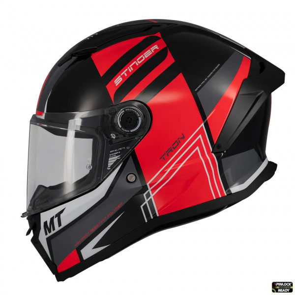 Casca integrala MT Stinger 2 Tron B15 negru/rosu lucios - tip viziera: MT-V-28B [1]