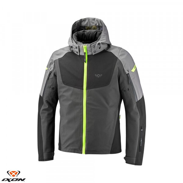 Geaca (jacheta) motociclete barbati Touring/Adventure/Urban Ixon All season model Burning MS culoare: gri/negru/galben (geaca laminata; waterproof si pe exterior) [1]