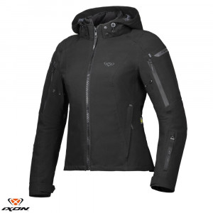Geaca (jacheta) motociclete femei Touring/Adventure/Urban Ixon All season model Burning LS culoare: negru (geaca laminata; waterproof si pe exterior)