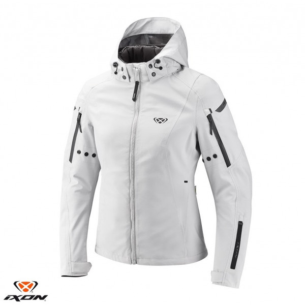 Geaca (jacheta) motociclete femei Touring/Adventure/Urban Ixon All season model Burning LS culoare: gri deschis (light grey) (geaca laminata; waterproof si pe exterior) [1]