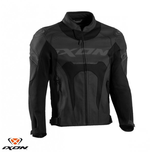 Geaca (jacheta) motociclete barbati piele Racing Ixon vara model Jackal JKT MS culoare: negru [1]