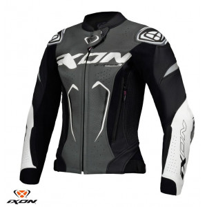 Geaca (jacheta) motociclete femei piele Racing Ixon vara model Vortex 3 LS culoare: negru/antracit/alb Geaca (jacheta) motociclete femei piele Racing Ixon vara model Vortex 3 LS culoare: negru/antracit/alb