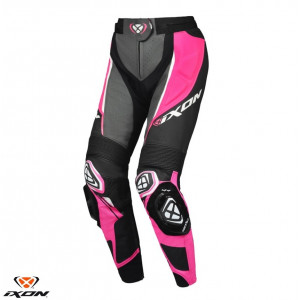 Pantaloni motociclete femei piele Racing Ixon vara model Vortex 3 LS culoare: negru/roz/alb Pantaloni motociclete femei piele Racing Ixon vara model Vortex 3 LS culoare: negru/roz/alb