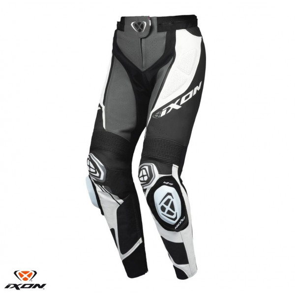 Pantaloni motociclete femei piele Racing Ixon vara model Vortex 3 LS culoare: negru/antracit/alb [1]