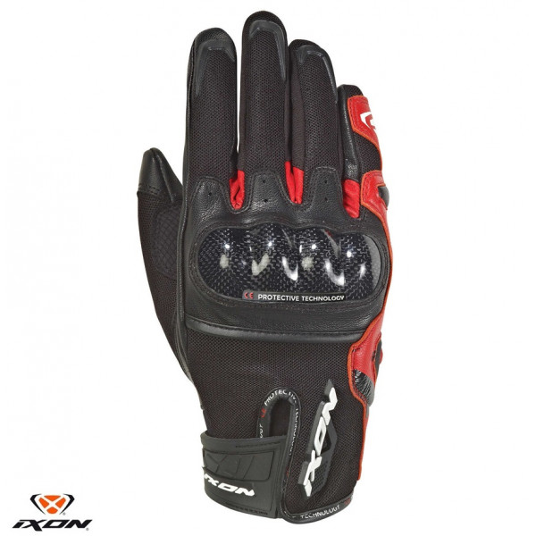 Manusi barbati Roadster vara piele/textil Ixon model RS Rise Air MS culoare: negru/rosu - degete tactile [1]