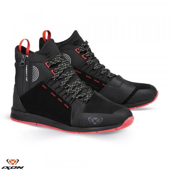 Ghete moto Urban barbati All Season Ixon model Freaky WP MS culoare: negru/rosu/alb (100% waterproof) [1]