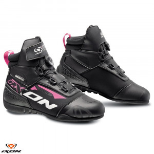 Ghete moto Roadster femei All season Ixon model Ranker WP LS culoare: negru/alb/fuchsia (roz) (100% waterproof)